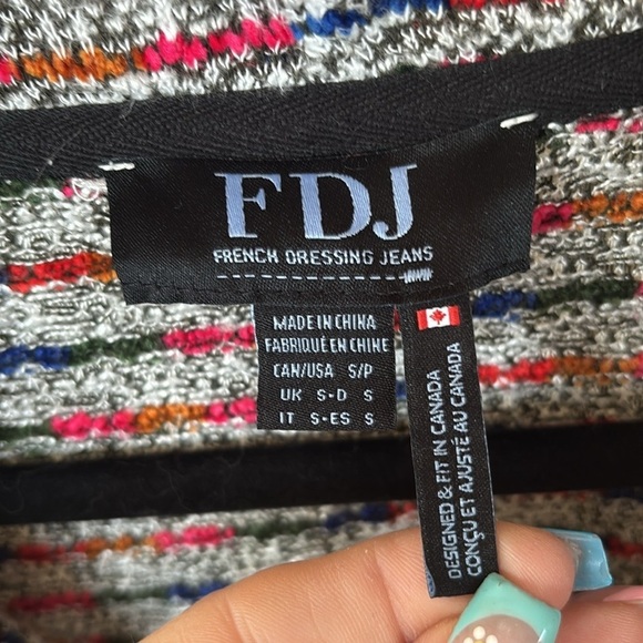 FDJ French Dressing Jeans Colorful Striped Soft Knit Top Cowl Neck Multicolored - Picture 4 of 12